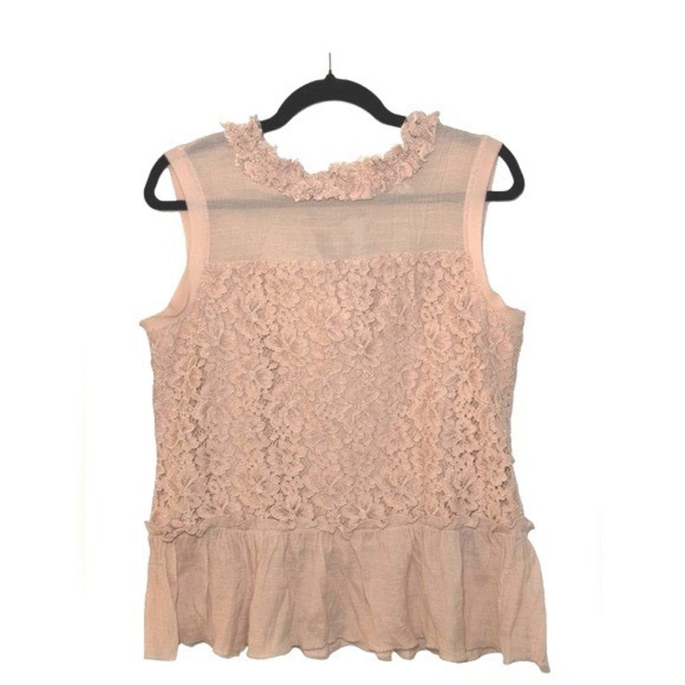 Adiva Lace Trim Top in Soft Pink